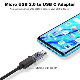 AreMe Micro USB 2.0 to USB C Adapter (4 Pack), Micro USB Female to USB Type C Male Converter Connector Support Charge Data Sync for Galaxy Type-C Phones, Tablets and More (Grey)