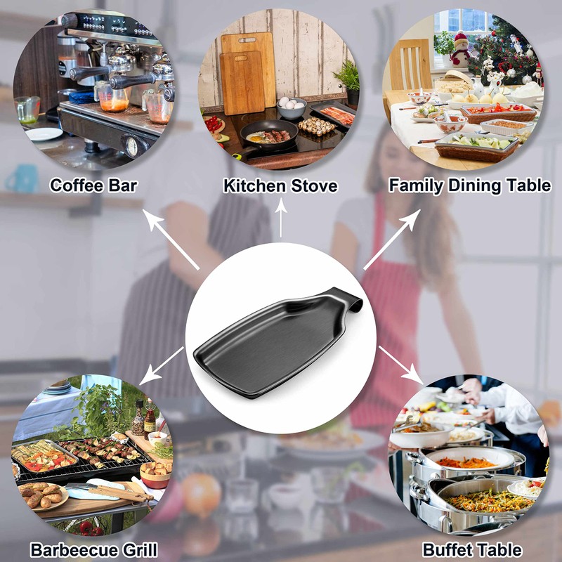 Black Stainless Steel Spoon Rest for Kitchen Stove Top, Herogo