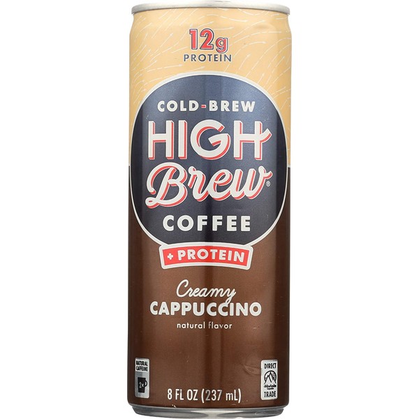 High Brew Cold Brew Coffee, Creamy Cappucino + Protein, 8 Ounce Can (12 Count)