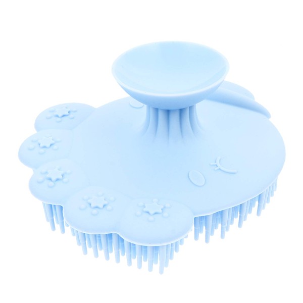 HEALLILY Baby Shower Silicone Brush Baby Scalp Massager Soft Shampoo Brush Suitable for Children and Babies (Blue)