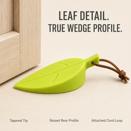 Door Stopper Wedges, 3 Pack, Leaf-Shaped Silicone Door Stops with Hanging Loops
