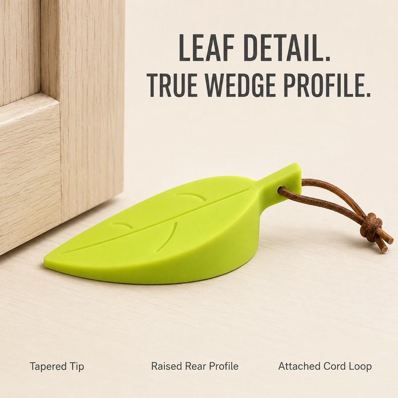 Door Stopper Wedges, 3 Pack, Leaf-Shaped Silicone Door Stops with