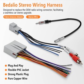 Bedalio Radio Wiring w/Antenna Adapter RCA Input Replacement for Ford 2006-2012, Lincoln 2006-2010, Mercury 2006-2009 Aftermarket Stereo Install Wire Cable Harness with RCA Adapter Plug