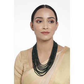 I Jewels 11 Layered Handcrafted Crystal Beads Statement Necklace Jewelry Set (ML250), no aplica