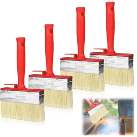 Flächenstreicher, Kunststoffborsten Wandpinsel, Lasurpinsel, Malerpinsel, Pinsel, Flachpinsel Set für LöSemittelhaltige Lacke, Lasuren, Holzöl, Wand, Möbel, Zaun Holz Malen - 4 Stück 120mm x 30mm