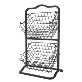 Oceanstar 2-Tier Storage Kitchen Wire Basket Stand, Black - 2FB1927