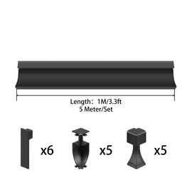 Bikykose 16.4ft LED Aluminum Channel Skirting, Skirtingboard Baseboard Skirting Light - Easy Installation for Home Theater (Type A-Black-80mm-5m)