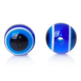 50 Round Resin Beads Dark Blue Evil Eye 12 mm Evil Eye Hole: 2.3 mm for Crafts Threading Beads Jewellery Making DIY Jewellery Beads Spacer