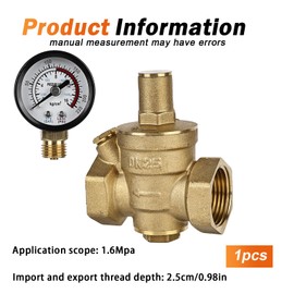 Pressure Regulator Water 1 Inch with Pressure Gauge: HOMURY DN25 Water Pressure Regulator, Adjustable Water Pressure Regulator, Water Pressure Regulator, Boiler, Pressure Regulator Made of 100% High