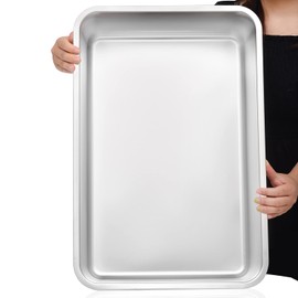 Kichwit Large Stainless Steel Cat Litter Box with High Sides, Metal Litter Pan for Big Cats, Non Stick Smooth Surface, Easy to Clean (23.4" L x 15.5" W x 7.6" H)