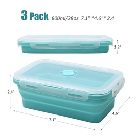 Alimat PluS Silicone Food Storage Containers with Lids, 3 Pack Set 27oz(800ml) Collapsible Meal Prep Lunch Containers, Microwave, Freezer and Dishwasher Safe