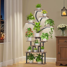 Plant Stand Indoor with Grow Lights - 10 Tiered Indoor Plant Shelf, 65" Corner Plant Stands for Indoor Plants, Tree Shaped Plant Rack for Multiple Plants, Metal Flower Display for Home, Balcony, Patio