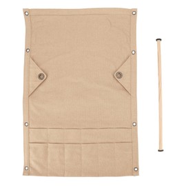 Camping Storage Hanging Bag 12 Pockets Canvas Portable Towel Tableware Storage Bag for Outdoor Camping Picnic Beige