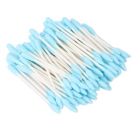 Hisopo de doble punta, hisopo de maquillaje suave de aplicación amplia con bolsa sellada transparente para oreja de excavación para maquillaje(azul)