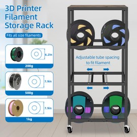 3D Printer Filament Storage - 3D Printer Holder Rack Cart Rolling Heavy Duty Printer Table, Filament Spools Organizer Stand with Wheels for 3D Printer Filaments ABS/PLA/TPU/Nylon Accessories