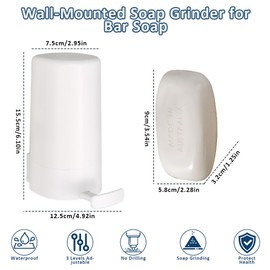 Wall-Mounted Soap Grinder for Bar Soap,zxbaers Upgrade Soap Grater Dispenser with Built-in Blade,No Drilling Waterproof Bar Soap Shaver Dispenser for Bathroom and Kitchen