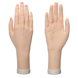 Practice Hand for Acrylic Nails Realistic Mannequin Hand for Nails Practice Soft Flexible Bendable False Fake Nail Hand Art Trainer Manicure Practice Hand Tool and Rings Display of Bracelets (Right)