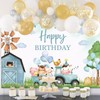 APROPHIC Children's Birthday Banner Background Blue Animals Photo Background Happy