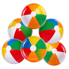 TFPOGOLD Beach Balls 6 Pack Bulk, 16 Inch Large Inflatable Rainbow Beach Balls for Pool Water Games, Luau Hawaiian Party Decorations, Outdoor Summer Swimming Toys for Kids Ages 3-10 & Adults
