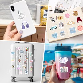 50 Pcs Pop Female Singer Song Lyrics Stickers for Water Bottle, Waterproof Vinyl Music Theme Laptop Decals, Creative Kids Teenage Boys Girls Party Gift Decorations