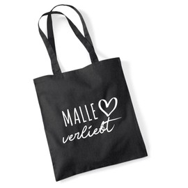 HUURAA Jute Bag Malle in Love Bag Cotton with Name of Your Favourite Island Gift Idea for Friends and Family, black