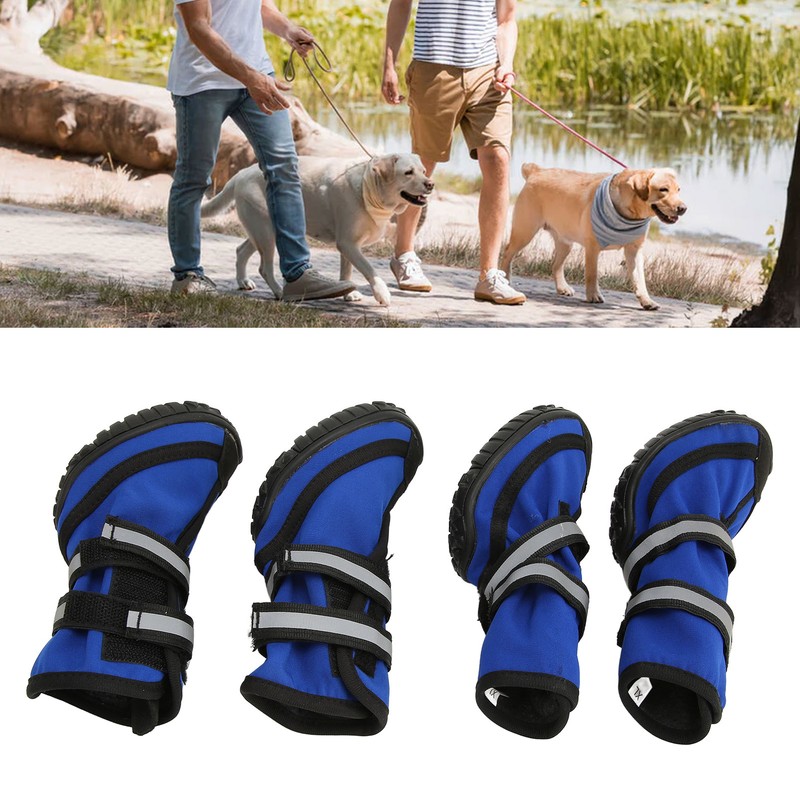 4Pcs Dog Boots Waterproof Prevent Slipping Reflective Large Dog Winter
