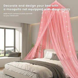 ZIQINPSQ Bed Canopy for Girls,Canopy For Bed,Princess Mosquito Net Play Tent For Kids,Hanging Bed Net Cover For Girls Room Decor (Pink)