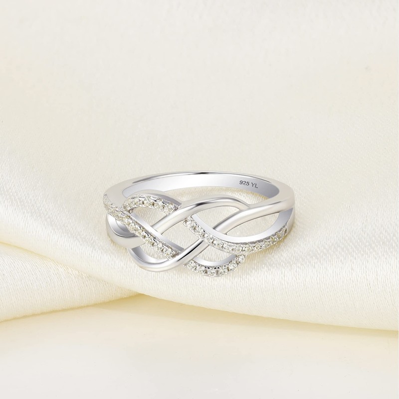 YL Celtic Ring, 925 Sterling Silver 5A Cubic Zirconia Anniversary