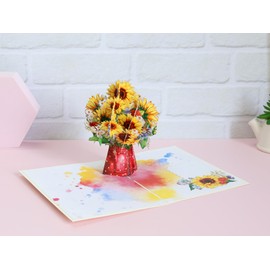 RosyPop Rose Pop Up Card, Rose Bouquet Flowers, For Mother's Day, Fathers Days, Anniversary Card, Birthday Card, Thank You Card, Greeting Card, Love Card, Valentine Cards, All Occasions (RosyPop