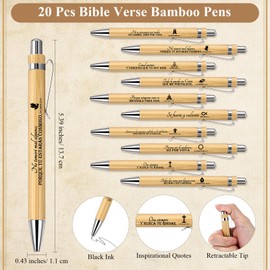 Kosiz Spanish Christian Bible Verse Spiral Notebooks and Inspirational Bamboo Wood Pens Church Religious Pocket Journal Notepad Church Gifts Bulk for Women Sunday School Teachers(20 Sets,Classic)