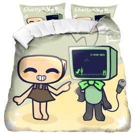 NlsqUK 3 Pcs Dandy's World Bedding Set, 135 x 200 CM Kids Single Duvet Cover Set with 2 Pillowcase, Dandy's World Cartoon Duvet Cover for Home Bedroom