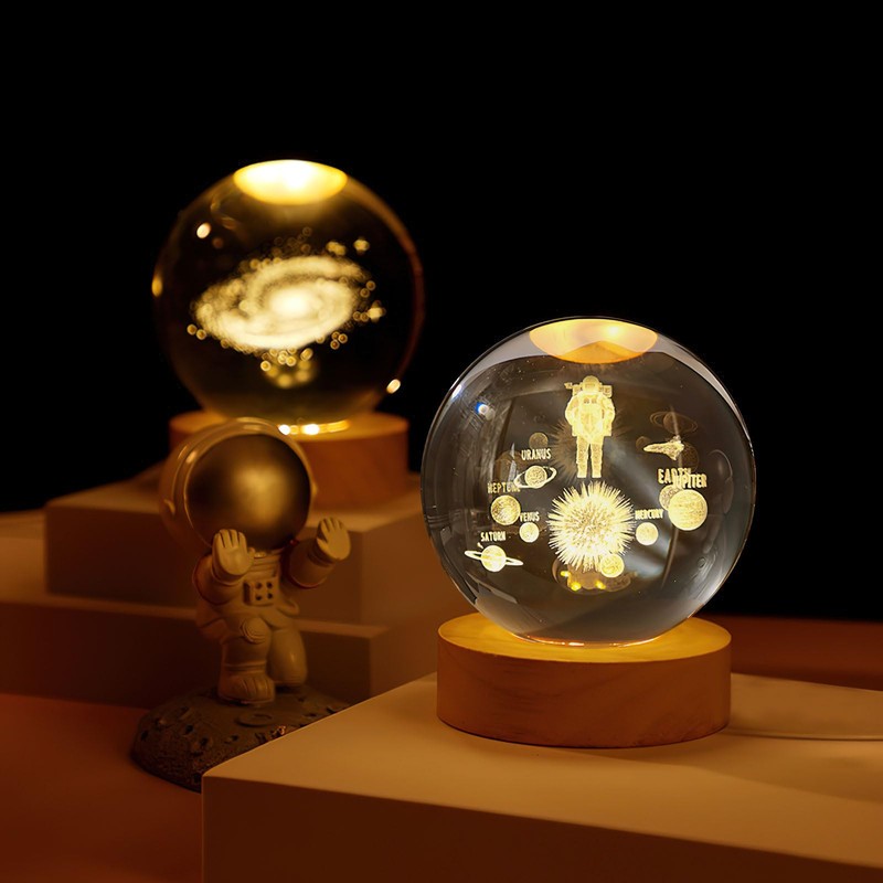 3D Solar System Crystal Ball with LED Colourful Night Light