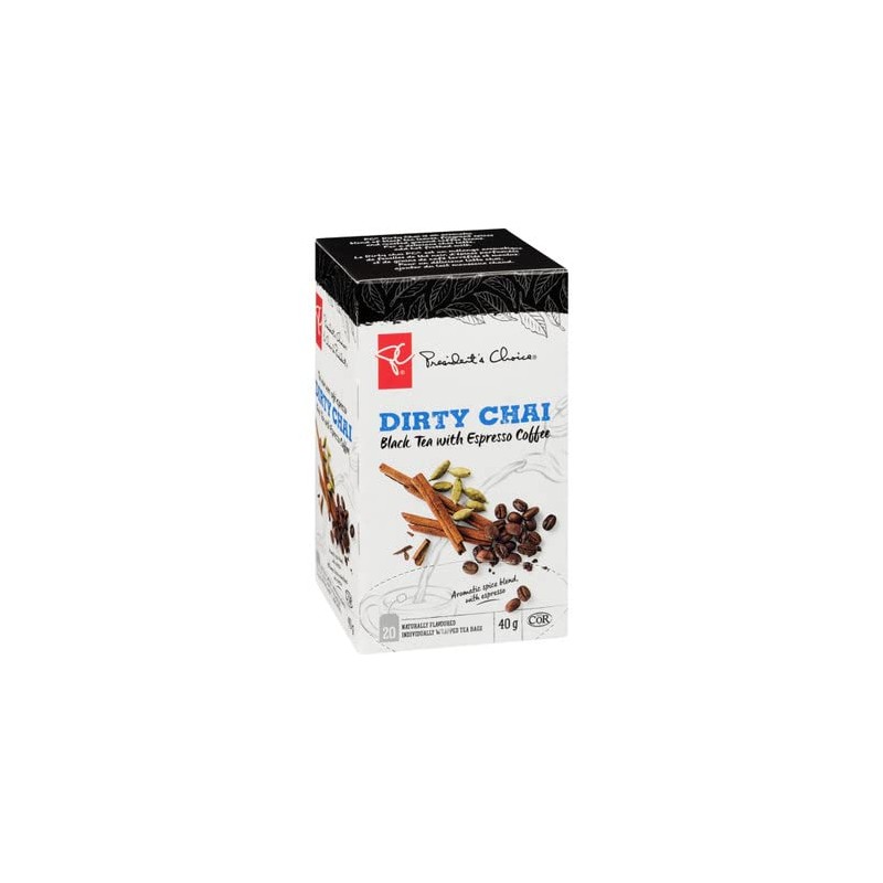 PC Dirty Chai Black Tea + Espresso Coffee, 20ct, 40g,