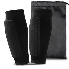 MUNSKT Shin Guards,Shin Pad Sleeves,Shindefender Compression Sleeve with Honeycomb Pads,Breathable,Lightweight,Washable,for Teenagers and Aldult (L)
