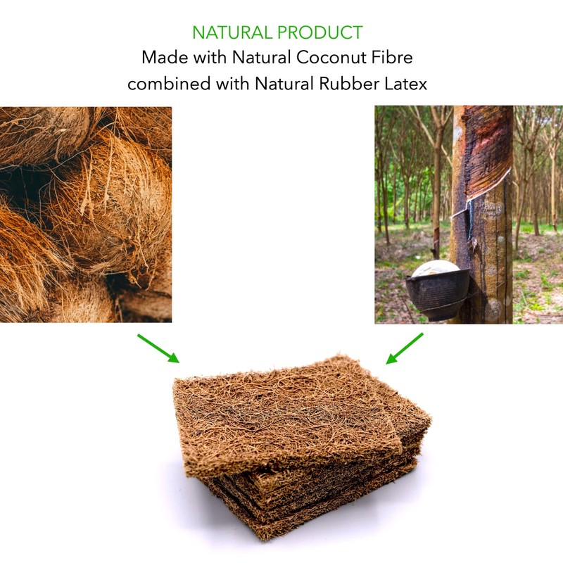 Biodegradable Natural Coconut Fiber and Rubber Latex, Kitchen Scouring Pads