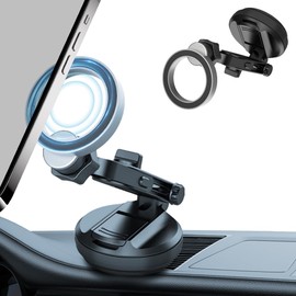 LIYISHUO Magnetic Phone Holder for Car 360° Adjustment Vacuum Magnetic Suction Cup Phone Holder Stretchable Magnet Car Mount for All Smooth Surface