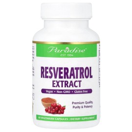 Paradise Herbs Paradise Herbs Resveratrol Extract 60 Vegetarian Capsules 100mg Supplement Per Capsule, 1 / Paradise Herbs 파라다이스허브스 레스베라트롤 추출물 60 식물성 캡슐 캡슐당 100mg 보충제, 1