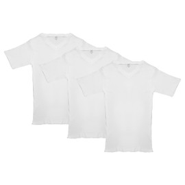 Jack & Jill V-Neck Short Sleeve Undershirts for Boys - T Shirts for Boys - Loose-fit Design White Undershirt - Made of Combed Cotton (Size 20)