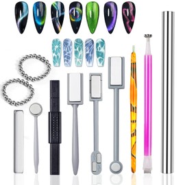 XEAOHESY 49 Pieces Cat Eye Magnet for Nails Cylindrical Strong Nail Magnet Tool Multi-Functional Nail Magnet Double Ended Magnet Wand Magnet Stick Nail Art Magnet Beads Cat Eye Gel Nail Polish