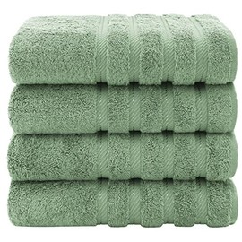 Lightweight Green Stylish 4 Piece Beach Towel Set, Extra Soft Plush, Linen Material, Highly Absorbent, Extra Soft | All Season Quick Dry, Thick, Comfy and Fluffy, Pretty Sage Shade, Highly Durable