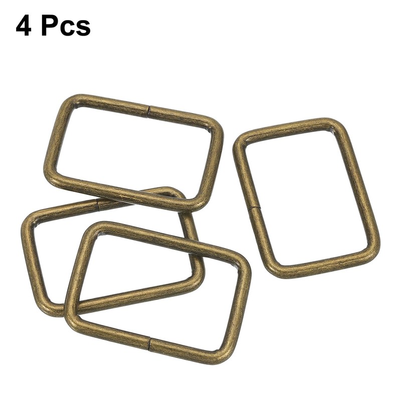 uxcell 4Pcs Metal Rectangle Ring, 1 1/2 x 1 Inch
