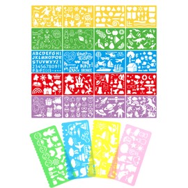 24 Pcs Drawing Art Stencil Reusable Plastic Scrapbook Kid Painting Graphics Stencils DIY Template Set for Card, Journals,Albums, Diary, Window, Wall Decoration