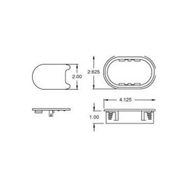 Oval Plastic Desk Grommet - Black (3 Pack)