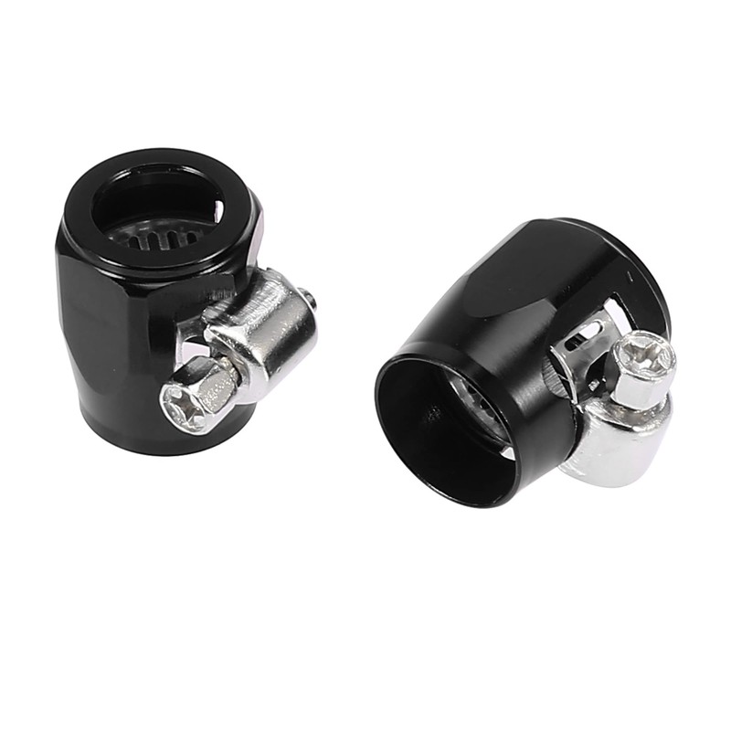 X AUTOHAUX 4pcs AN6 Hex Black Car Hose Finisher Clamp