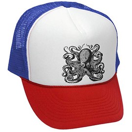 The Goozler Octopus - Retro Style Trucker Hat, RWB, OSFA