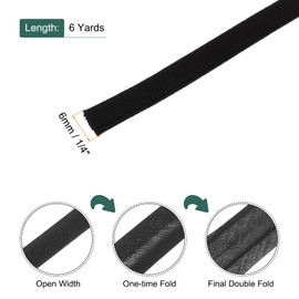 QUARKZMAN 1/4 Inch Double Folded Bias Tape Cotton Continuous Bias Tape for Sewing Hemming Quilting Hem Binding Crafts (Grey Black 6 Yards)