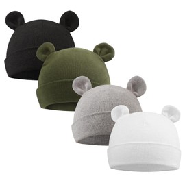 XIAOHAWANG Newborn Hospital Hat Preemie Boys Girls Beanie Cotton Bear Ears Infant Baby Hats 0-6 Months (Color-D, Preemie)