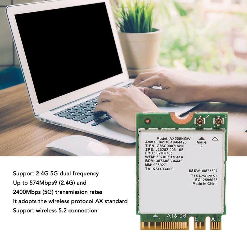 WiFi 6 Network Card for Intel AX200NGW 802.11ax Bluetooth 5.2