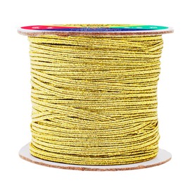 Mandala Crafts 3mm 50 Yds Roll of Metallic Gold Elastic Bands for Sewing - 1/8 Flat Elastics Cord - 1 8 Inch Braided Stretch Straps for Crafting