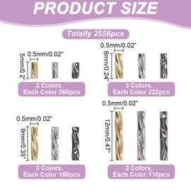 HOBBIESAY About 2556Pcs Twisted Bugle Beads 5-12mm Glass Tube Beads Mixed Color Bugle Seed Beads Long Tube Seed Beads Multicolor Assortment Beads for DIY Decoration Carfts Hole: 0.5mm